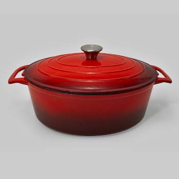 EXCELSTEEL 441 6QT OVAL CASSEROLE PAN WITH RED COATING