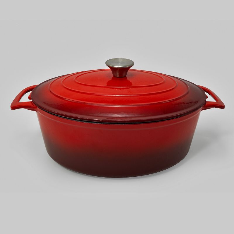 EXCELSTEEL 441 6QT OVAL CASSEROLE PAN WITH RED COATING, 1 of 6