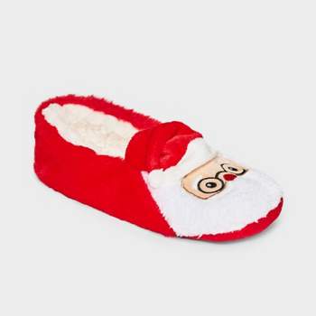 Women's Santa Faux Fur Pull-On Slipper Socks with Grippers - Wondershop™ Red/White