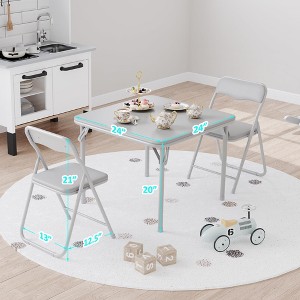 Folding Table and Chairs Set of 3 – Portable Soft PU Cushion Seats, No Assembly Needed, Perfect for Eating, Reading and Play - 1 of 4