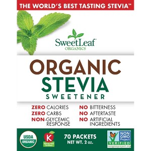 Sweetleaf Organic Stevia Packets, 70 Count – Zero-Calorie Natural Sweetener - 1 of 4