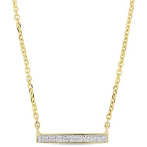 EVERLY JEWELRY | 10K Gold Children's Diamond Cluster Bar Necklace - Multiple Metal Color Options - 1 of 3