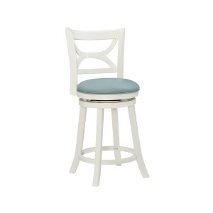 24" Powell Company Winslow Faux Leather Swivel Counter Height Barstool Cream - Powell Company - 1 of 4