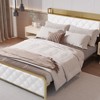 King Size Bed Frame, Upholstered Platform Bed Frame with Velvet Storage Headboard - 3 of 4