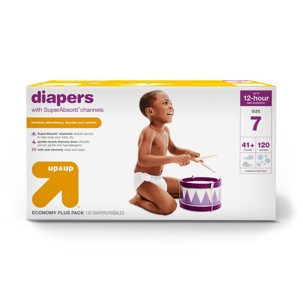 Diapers Economy Plus Pack - Size 7 - 120 count- up & up™