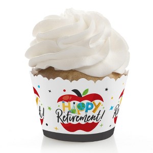 Big Dot of Happiness Teacher Retirement - Happy Retirement Party Decorations - Party Cupcake Wrappers - Set of 12 - 1 of 4