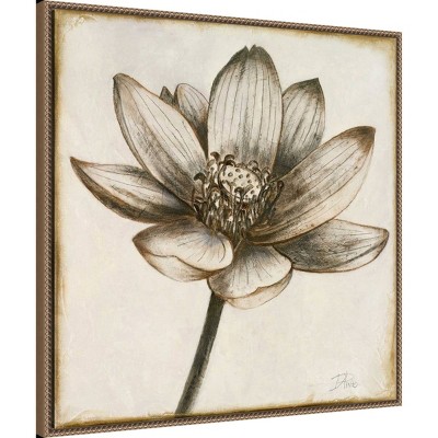 Sepia Lotus Blossom II 30" x 30" Beaded Framed Canvas Wall Art