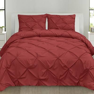 3 Piece Duvet Cover Pinch Pleat Pintuck Design with Zipper Closure and Shams by Sweet Home Collection®