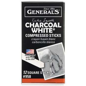 General's Non-Toxic Top Quality Charcoal Stick, 3 in, White, Pack of 12
