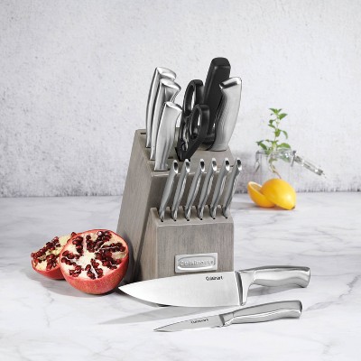 CUISINART Block Knife Set, 15pc Cutlery Knife Set with Steel Blades for Precise Cutting, Lightweight, Stainless Steel, Durable & Dishwasher Safe, C77TR-15P