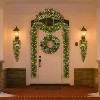 Christmas Wreath and Garland Set of 6,PreLit LED Artificial Christmas Decor with One Xmas Wreath and Arc Garland - 2 of 4