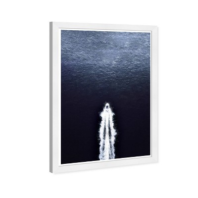 13"x19" Yacht Cruising Nautical and Coastal Framed Wall Art Blue - Hatcher and Ethan: Modern Decor, Vertical Photography Print