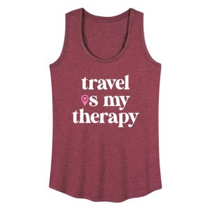 Women's - Instant Message - Travel Is My Therapy Graphic Racerback Tank - 1 of 4