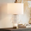 Possini Euro Design Blake Modern Mid Century Table Lamp 30 1/2" Tall Clear Glass Frosted Tube with Nightlight White Drum Shade for Bedroom Living Room - 2 of 4