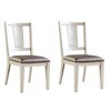 Royal Hampton Side Dining Chair Set of 2, Faceted Panel Back, White Wood, Gray - 2 of 4