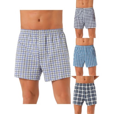 INSPIRE CHIC Men's 4 Pack Elastic Waistband Plaid Printing Boxer Shorts