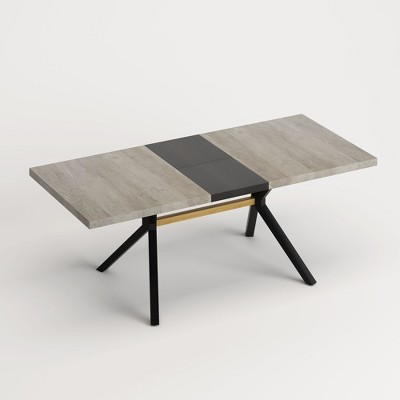 NicBex Stretch Rectangle Dining Table with Black Embossed Center Plate for 6 to 8,Living Meeting Room