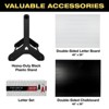 Excello Global Products Swinging Changeable Message Sign: 36" x 48" Sign , 792 Double Sided Letters/Storage Box. Black Board/Letter Board (Black Legs) - 2 of 4