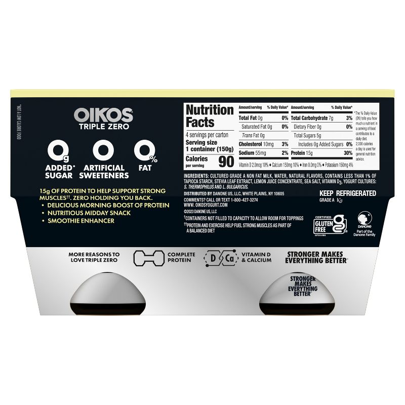 Oikos Triple Zero Vanilla Greek Yogurt - 4ct/5.3oz Cups, 6 of 15
