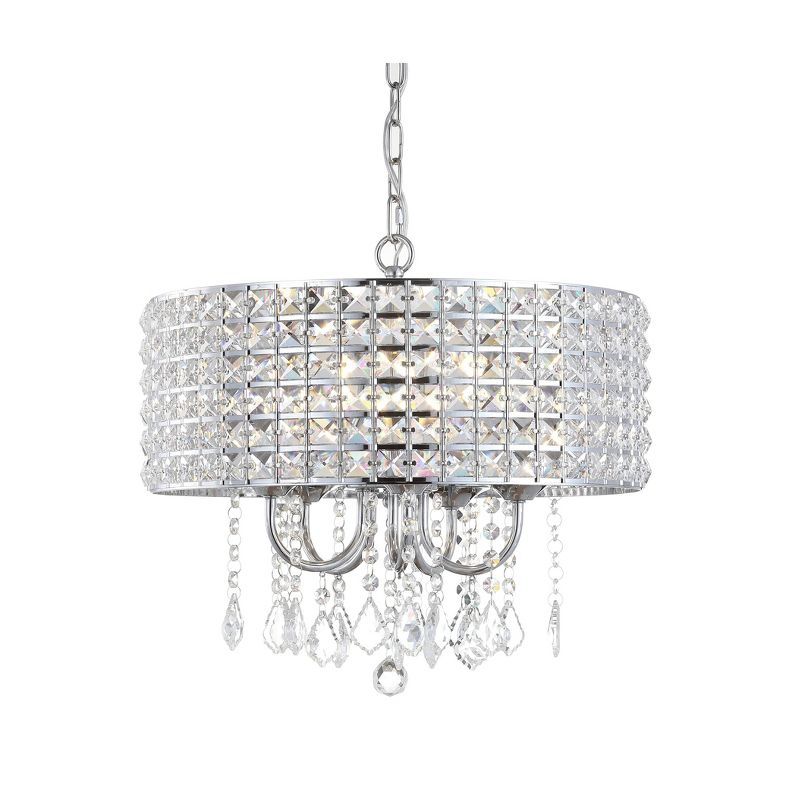 17&#34; Adjustable Metal/Crystal Reese Drop Pendant (Includes Energy Efficient Light Bulb) Silver - JONATHAN Y, 3 of 7