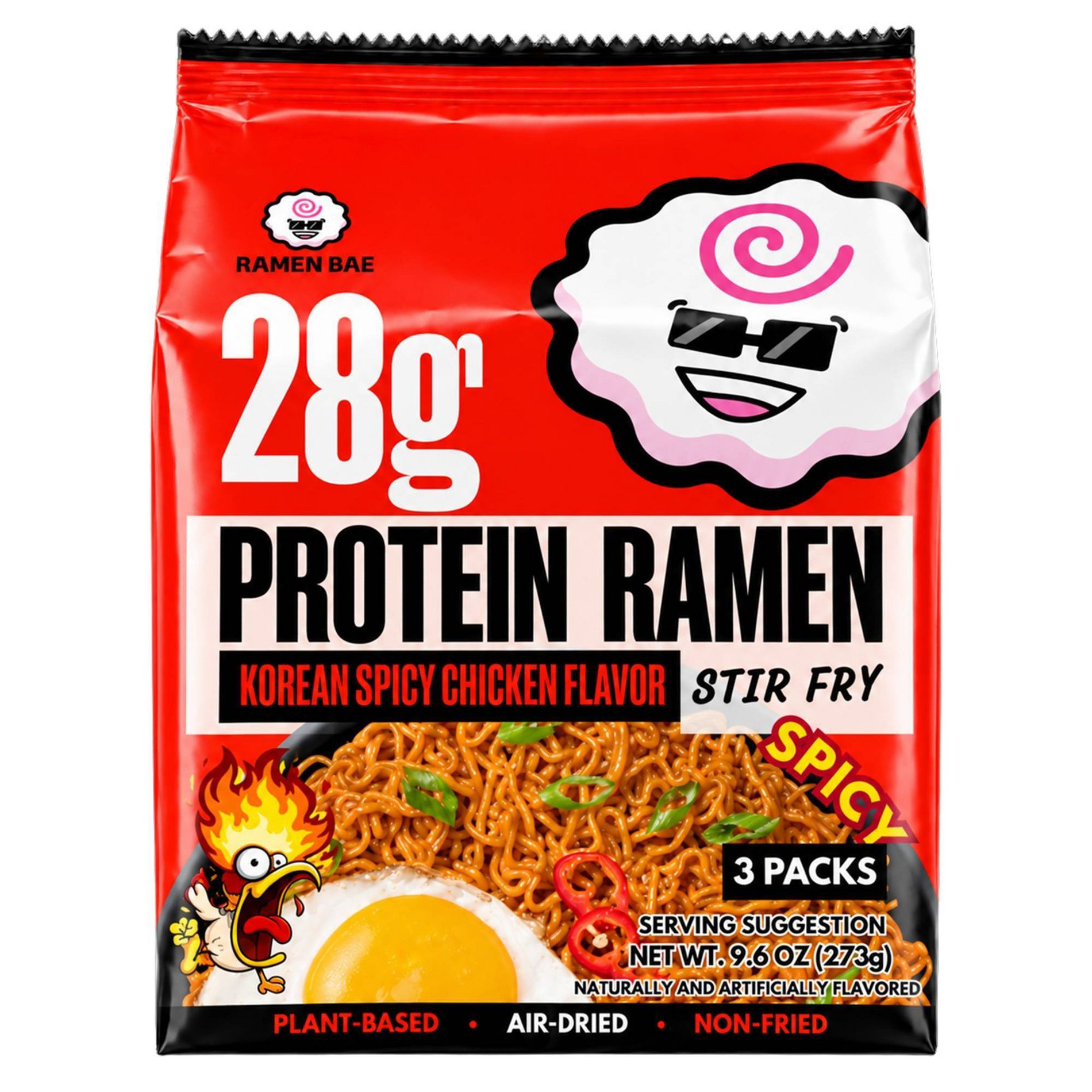 Ramen Bae Korean Spicy Chicken Stir Fry Protein Ramen - 3ct