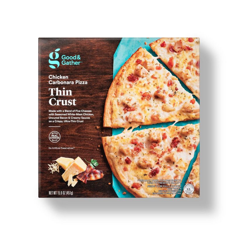 Thin Crust Chicken Carbonara Frozen Pizza - 15.9oz - Good &#38; Gather&#8482;, 1 of 4