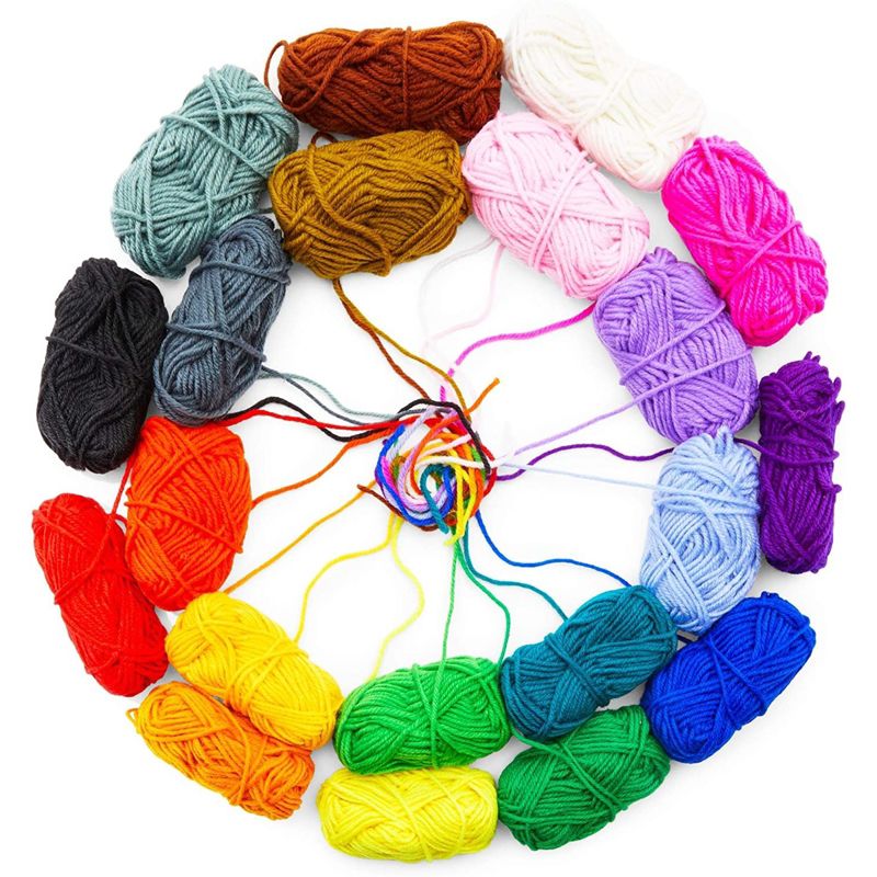Bright Creations 20 Pack Colorful Acrylic Skein Kit, Medium #4 Yarn for Knitting and Crafts (21 Yards), 3 of 7