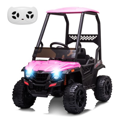 12V Kids Ride On Dump Truck with Remote Control & Sun Shade | Electric Car with LED Lights & Shock Absorption