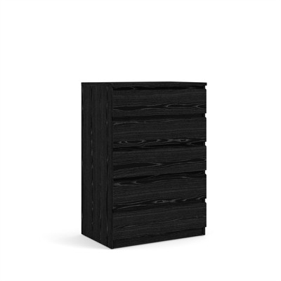 Black Woodgrain Vertical 5-Drawer Chest with Extra Deep Drawer