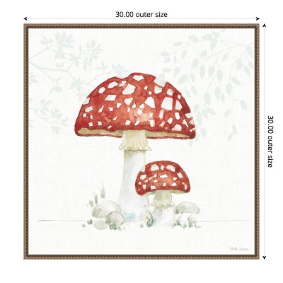 Beth Grove Red Mushroom Watercolor Canvas Print with Bronze Frame, 30 x 30