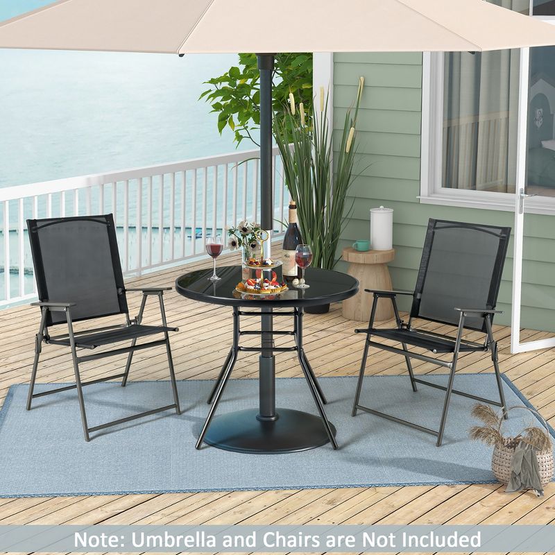 Costway 34 Inch Patio Dining Table Round Tempered Glass Tabletop with 1.5'' Umbrella Hole, 5 of 11