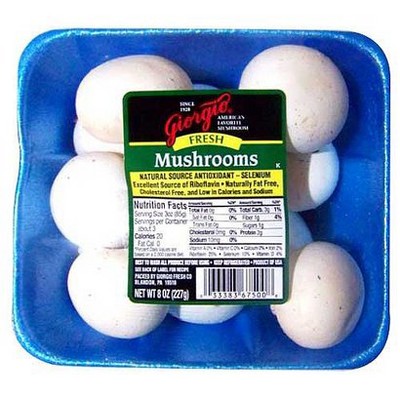 Giorgio Fresh Whole White Mushrooms - 8oz Package