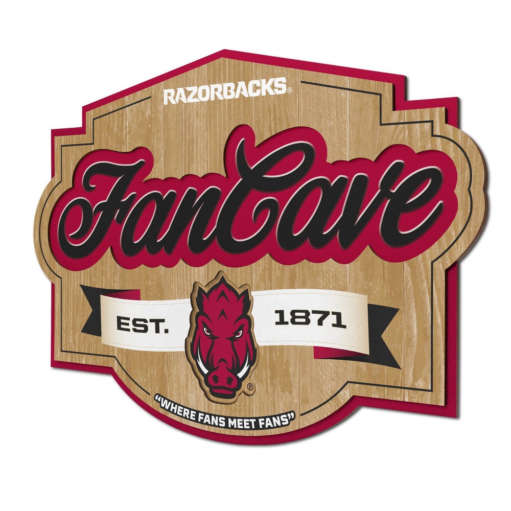 Photos - Coffee Table NCAA Arkansas Razorbacks 3D Fan Cave Sign - Multicolored, Wall-Mountable S