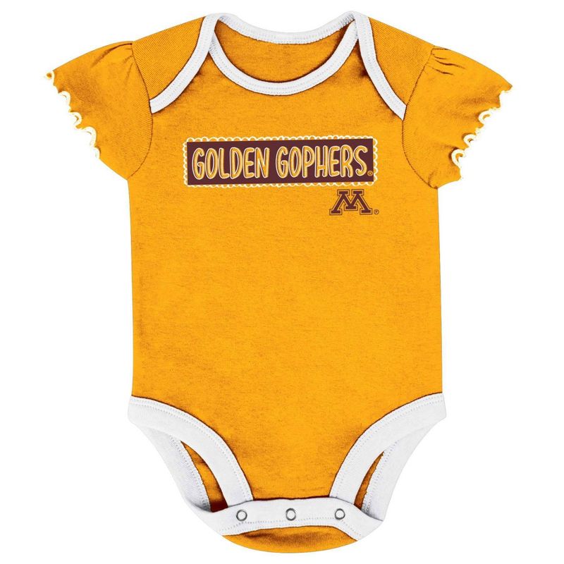 NCAA Minnesota Golden Gophers Infant Girls&#39; 3pk Bodysuit Set, 4 of 5