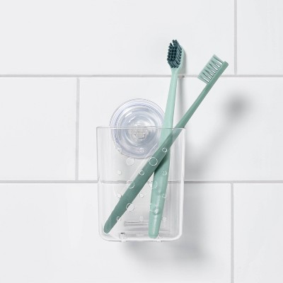 Carnation Home Brown Rib-Textured Toothbrush Holder 