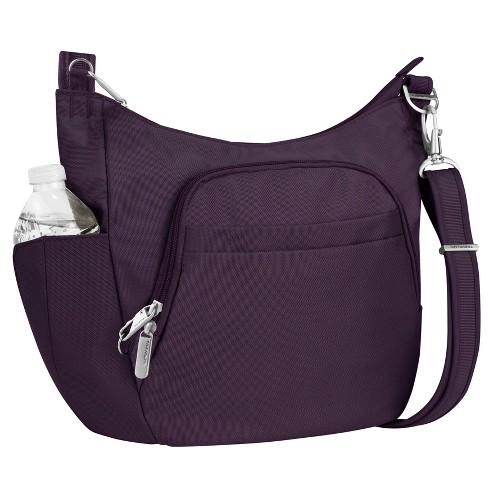 Travelon RFID Anti-Theft Essential Crossbody Bucket Messenger Bag - Purple