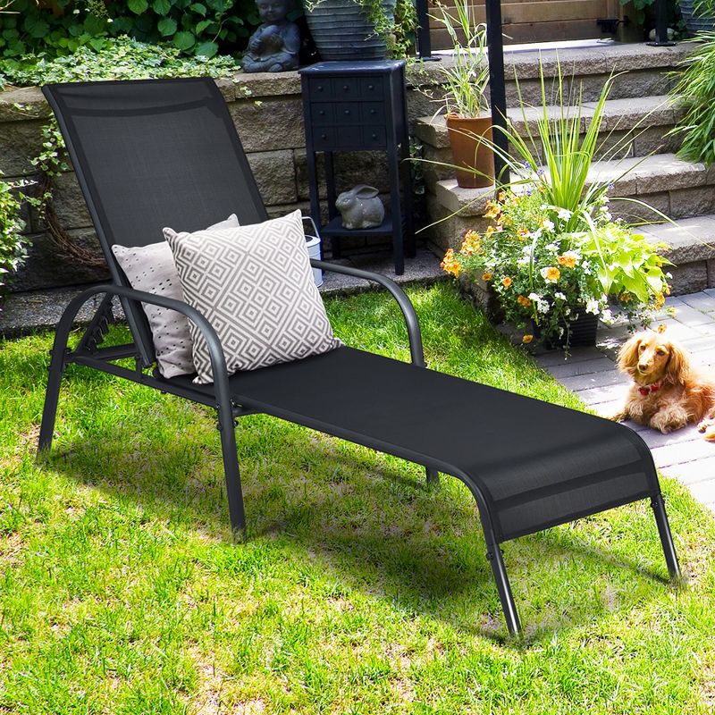 Costway Set of 2 Patio Lounge Chairs Sling Chaise Lounge Recliner Adjustable Back, 2 of 11