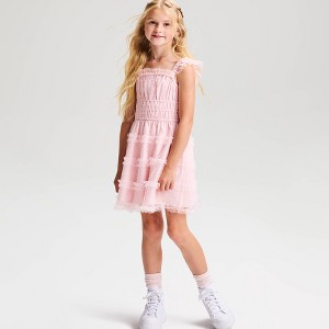 Girls' Polka Dot Tulle Tiered Dress - Cat & Jack™ Light Pink XL