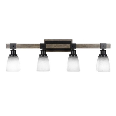 Toltec Lighting Tacoma 4 - Light Vanity in  Black/Painted Wood with 4.5" Square White Muslin Shade