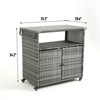 VisioGear Outdoor Bar Cart, Patio Wine Serving Cart, Rolling Rattan Beverage Bar Counter Table for Party, Black&Brown, 51.18"*19.69"*35.43" - 3 of 4