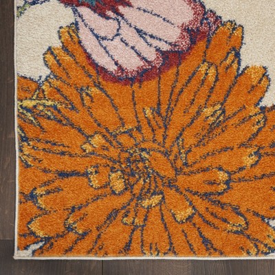 Ivory Multicolor Floral Bliss 4' x 6' Synthetic Area Rug