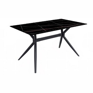 LeisureMod Elega Modern Dining Table Rectangular Tabletop and Durable Black Stainless Steel Base for Kitchen and Dining Room - 1 of 4