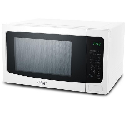 COMMERCIAL CHEF 1.6 Cubic Foot Microwave with 10 Power Levels, Small Microwave with Push Button Child Safety Lock, 1100 Watt Microwave with Digital Control Panels, Countertop Microwave & Timer