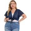 Agnes Orinda Women's Plus Size Sheer Mesh Tie Front Crop Shrugs - 4 of 4
