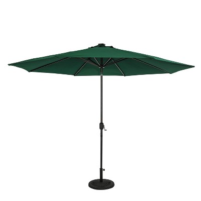 11' Calypso Market Patio Umbrella with Solar LED Strip Lights Hunter Green - Island Umbrella