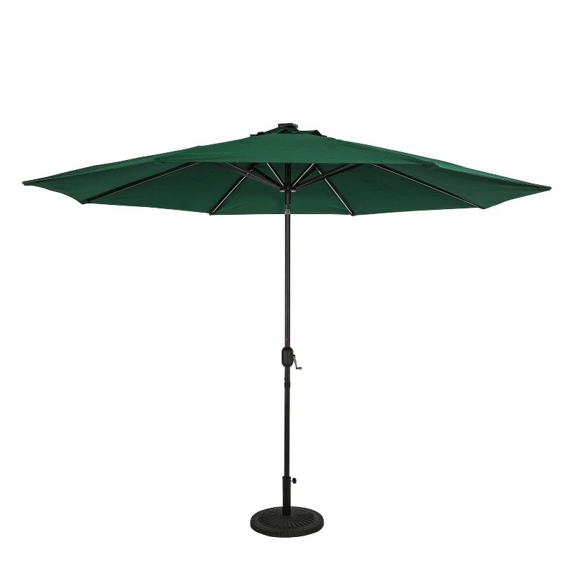 11&#39; x 11&#39; Calypso II Market Patio Umbrella with Solar LED Strip Lights Hunter Green - Island Umbrella, 1 of 18
