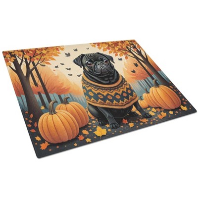 NEW Black Pug Fall Glass Cutting Board Decorative Tempered Glass Kitchen Cutting and Serving Board Large Size Chopping Board
