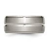 Black Bow Jewelry Men's Titanium 10mm Brushed Grooved Ridged Edge Standard Fit Band - 3 of 4