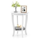 Costway 2-Tier End Table 18'' Round Compact Sofa Side Nightstand with Storage Shelf Espresso/White