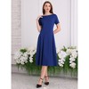 INSPIRE CHIC Women's Boat Neck Short Sleeve Pleated Work A-Line Midi Dress - 3 of 4